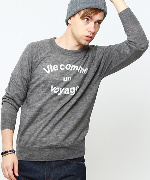 BEAMS LIGHTS Men's（ビームスライツ メンズ）の「BEAMS LIGHTS / メッセージクルーネックニット（ニット/セーター・メンズ・ブラック/グレー・MEDIUM/SMALL/LARGE）」の9枚目の写真