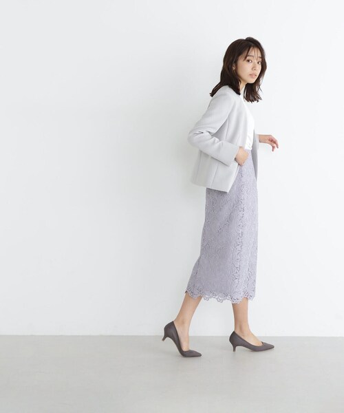 NATURAL BEAUTY BASIC(ナチュラルビューティーベーシック)の「◇PeサテンストレッチSETUPシリーズ ノーカラージャケット(ノーカラージャケット・レディース・ネイビー/グレー・LARGE/MEDIUM/SMALL)」の10枚目の写真