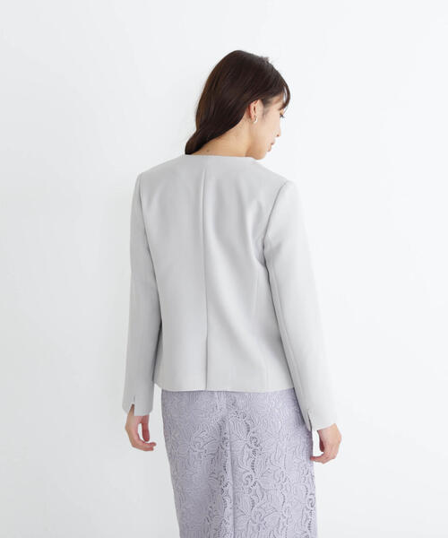 NATURAL BEAUTY BASIC(ナチュラルビューティーベーシック)の「◇PeサテンストレッチSETUPシリーズ ノーカラージャケット(ノーカラージャケット・レディース・ネイビー/グレー・LARGE/MEDIUM/SMALL)」の12枚目の写真