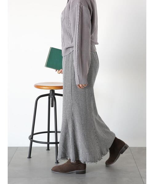 ehka sopo（エヘカソポ）の「フリンジツイードマーメイドスカート（スカート・レディース・ブラック/ブラウン/オフホワイト・F）」の2枚目の写真