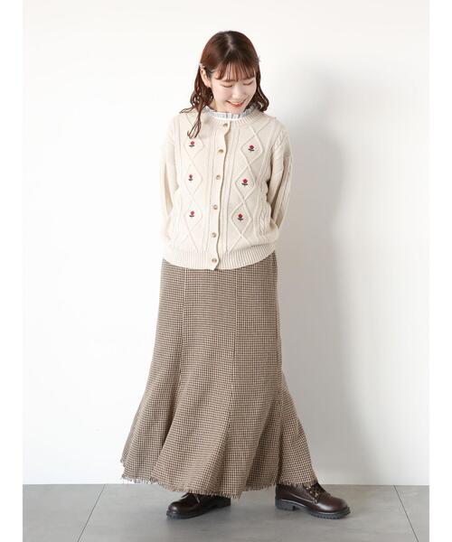 ehka sopo（エヘカソポ）の「フリンジツイードマーメイドスカート（スカート・レディース・ブラック/ブラウン/オフホワイト・F）」の4枚目の写真