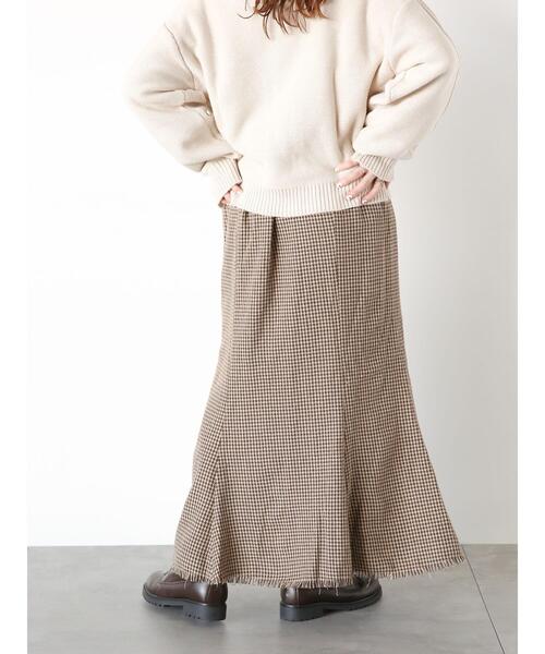 ehka sopo（エヘカソポ）の「フリンジツイードマーメイドスカート（スカート・レディース・ブラック/ブラウン/オフホワイト・F）」の14枚目の写真