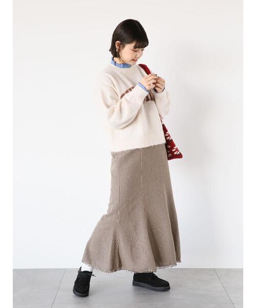 ehka sopo（エヘカソポ）の「フリンジツイードマーメイドスカート（スカート・レディース・ブラック/ブラウン/オフホワイト・F）」の20枚目の写真