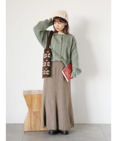 ehka sopo（エヘカソポ）の「フリンジツイードマーメイドスカート（スカート・レディース・ブラック/ブラウン/オフホワイト・F）」の15枚目の写真