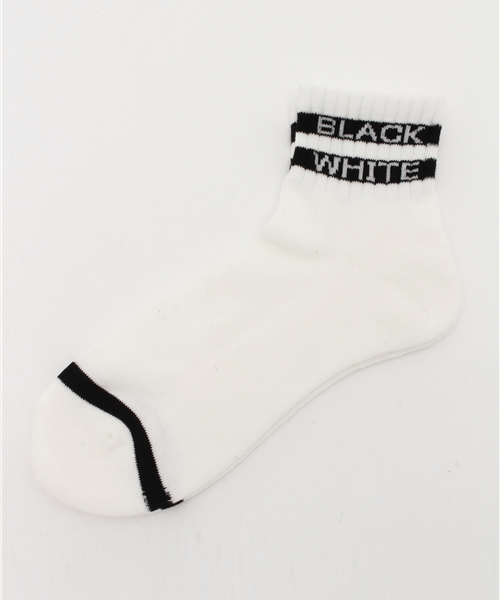 WEGO（ウィゴー）の「WEGO/モノトーンロゴライン（ソックス/靴下・メンズ・ホワイト/ブラック・FREE）」の2枚目の写真
