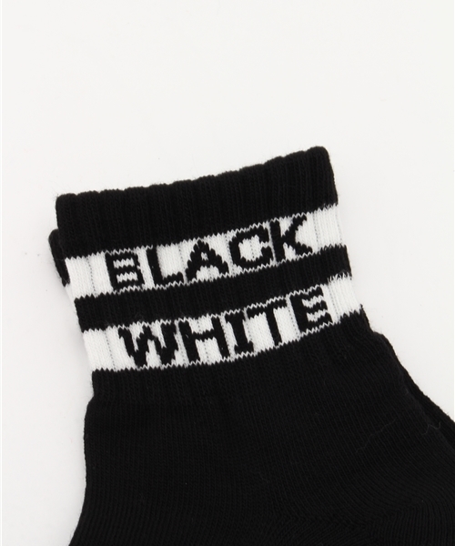 WEGO（ウィゴー）の「WEGO/モノトーンロゴライン（ソックス/靴下・メンズ・ホワイト/ブラック・FREE）」の3枚目の写真
