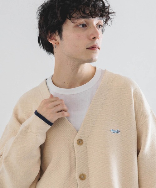 PENNEYS（ぺニーズ）の「【THE FOX】ワンポイントロゴ/ルーズガーターニットカーディガン（カーディガン/ボレロ・メンズ・ネイビー/ブルー/グリーン/ホワイト・MEDIUM/LARGE）」の2枚目の写真