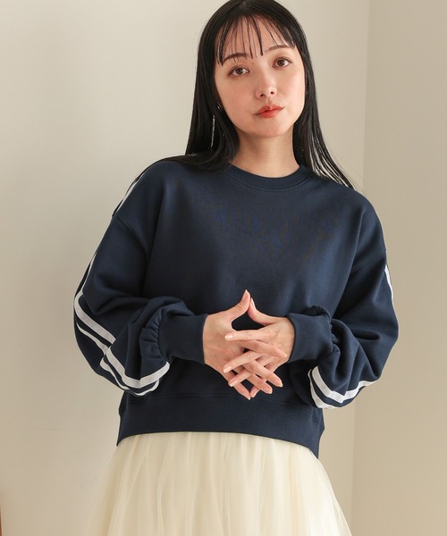 LOWRYS FARM（ローリーズファーム）の「ラインウラケプルオーバーＬＳ　995959（スウェット・レディース・ネイビー/アイボリー/グレー・FREE）」の3枚目の写真