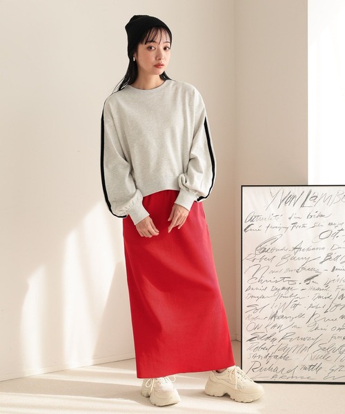 LOWRYS FARM（ローリーズファーム）の「ラインウラケプルオーバーＬＳ　995959（スウェット・レディース・ネイビー/アイボリー/グレー・FREE）」の5枚目の写真