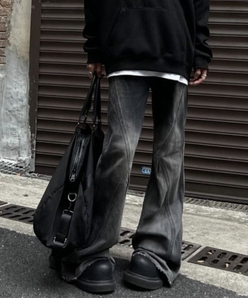 Sibra（シブラ）の「グラデーションヘビーワイドデニムパンツ（デニムパンツ・レディース・グレー・M）」の7枚目の写真