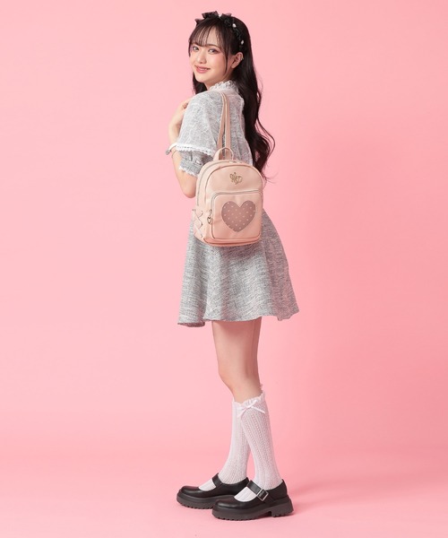 りりー♡ミニサイズ♡2450円 限定色ピンクドット SecretDoor（シークレットドア）の「リュックサック ハート シースルー