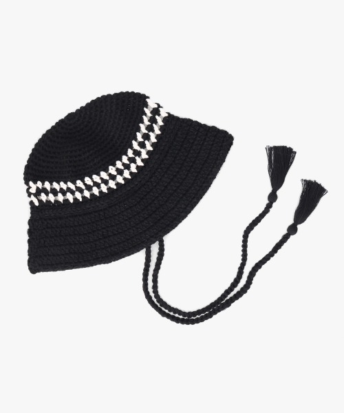 OVERRIDE（オーバーライド）の「OVERRIDE REC KNIT CROCHET CLOCHE SG / オーバーライド（ハット・レディース・ブラック/ネイビー/イエロー・57~59cm）」の5枚目の写真