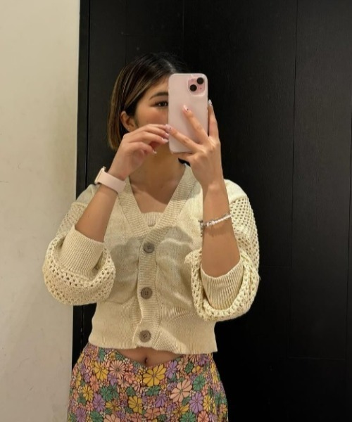 ROXY（ロキシー）の「BLOOMING DAYS/ロキシーショートレングスカーディガン（カーディガン/ボレロ・レディース・ホワイト/レッド/ブルー・SMALL/MEDIUM/LARGE）」の5枚目の写真