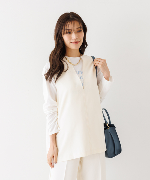 abahouse mavie（アバハウスマヴィ）の「【感嘆/セットアップ対応】ダブルクロスオーバーベスト（ベスト・レディース・オフホワイト/ブラック系その他/ブラック/ホワイト系その他・フリー）」の7枚目の写真