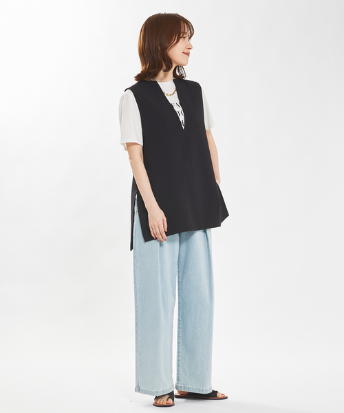 abahouse mavie（アバハウスマヴィ）の「【感嘆/セットアップ対応】ダブルクロスオーバーベスト（ベスト・レディース・オフホワイト/ブラック系その他/ブラック/ホワイト系その他・フリー）」の10枚目の写真