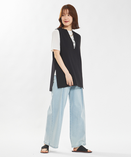 abahouse mavie（アバハウスマヴィ）の「【感嘆/セットアップ対応】ダブルクロスオーバーベスト（ベスト・レディース・オフホワイト/ブラック系その他/ブラック/ホワイト系その他・フリー）」の11枚目の写真