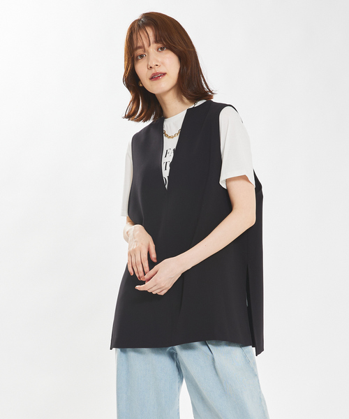 abahouse mavie（アバハウスマヴィ）の「【感嘆/セットアップ対応】ダブルクロスオーバーベスト（ベスト・レディース・オフホワイト/ブラック系その他/ブラック/ホワイト系その他・フリー）」の12枚目の写真