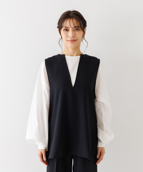 abahouse mavie（アバハウスマヴィ）の「【感嘆/セットアップ対応】ダブルクロスオーバーベスト（ベスト・レディース・オフホワイト/ブラック系その他/ブラック/ホワイト系その他・フリー）」の19枚目の写真