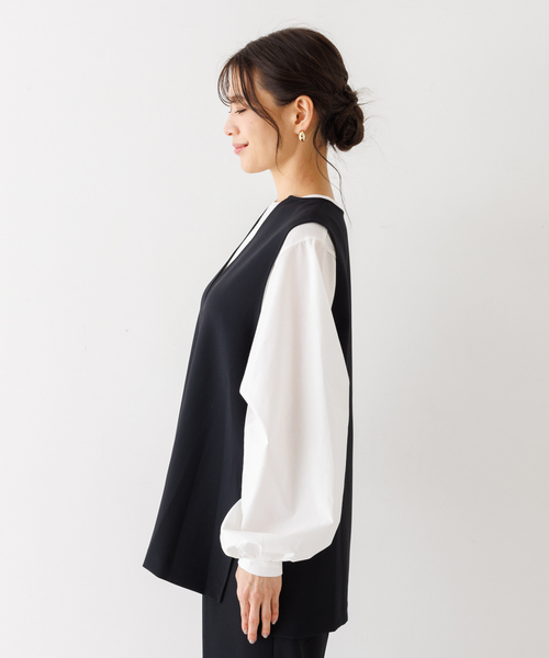 abahouse mavie（アバハウスマヴィ）の「【感嘆/セットアップ対応】ダブルクロスオーバーベスト（ベスト・レディース・オフホワイト/ブラック系その他/ブラック/ホワイト系その他・フリー）」の20枚目の写真