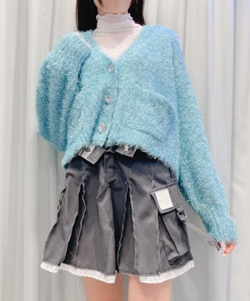 lilLilly(リルリリー)の「ハートビジューラメニットカーディガン(Tシャツ/カットソー・レディース・ピンク/ホワイト/ブルー・ONESIZE)」の2枚目の写真