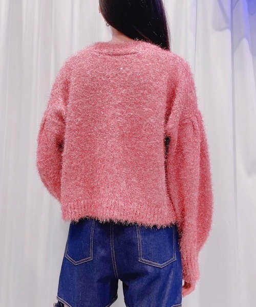 lilLilly(リルリリー)の「ハートビジューラメニットカーディガン(Tシャツ/カットソー・レディース・ピンク/ホワイト/ブルー・ONESIZE)」の4枚目の写真