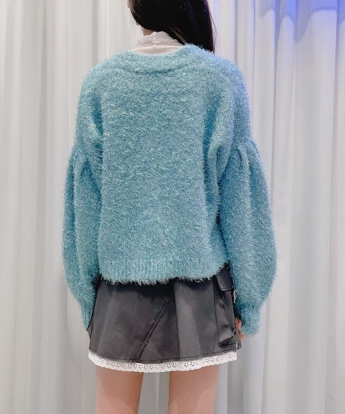 lilLilly(リルリリー)の「ハートビジューラメニットカーディガン(Tシャツ/カットソー・レディース・ピンク/ホワイト/ブルー・ONESIZE)」の5枚目の写真