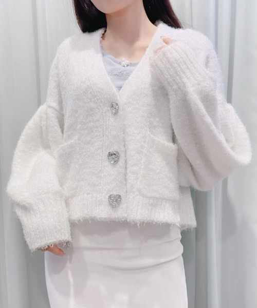 lilLilly(リルリリー)の「ハートビジューラメニットカーディガン(Tシャツ/カットソー・レディース・ピンク/ホワイト/ブルー・ONESIZE)」の10枚目の写真