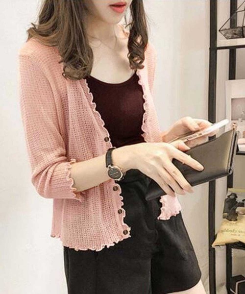 Miniministore(ミニミニストア)の「ニットカーディガン レディース 長袖(カーディガン/ボレロ・レディース・グレー/ホワイト/ブラック/ピンク・FREE)」の4枚目の写真