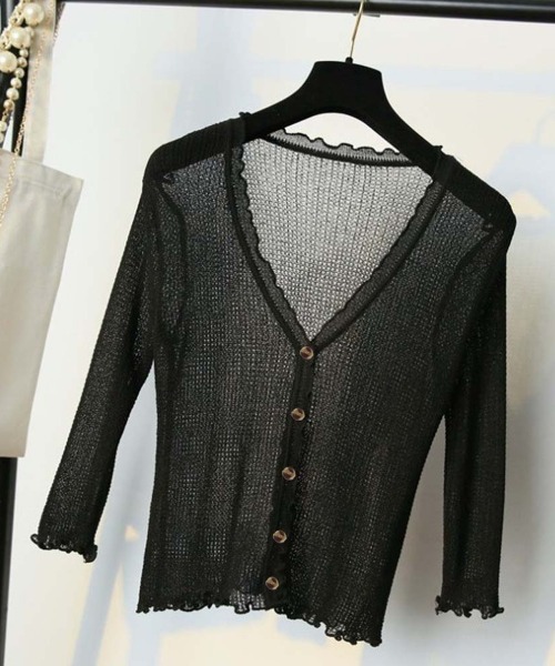 Miniministore(ミニミニストア)の「ニットカーディガン レディース 長袖(カーディガン/ボレロ・レディース・グレー/ホワイト/ブラック/ピンク・FREE)」の11枚目の写真