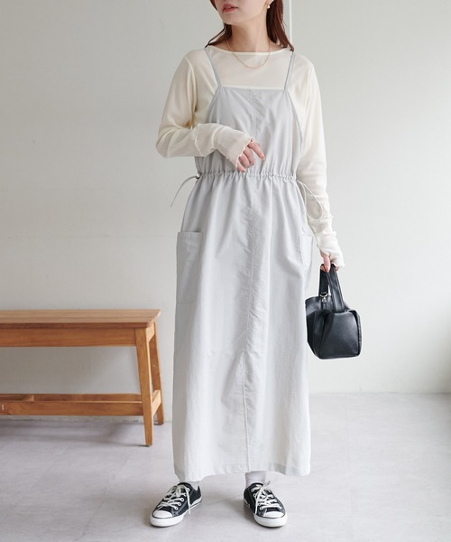 DISCOAT（ディスコート）の「【WEB限定】ウエストドロストジャンスカ（ジャンパースカート・レディース・ブラック/アイボリー/ライトグレー・FREE）」の18枚目の写真