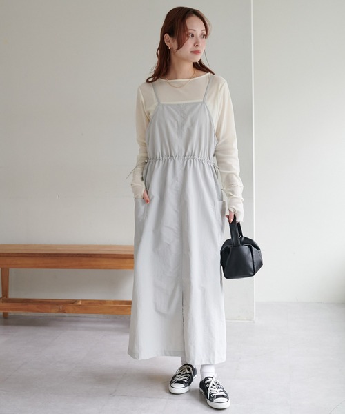 DISCOAT（ディスコート）の「【WEB限定】ウエストドロストジャンスカ（ジャンパースカート・レディース・ブラック/アイボリー/ライトグレー・FREE）」の8枚目の写真