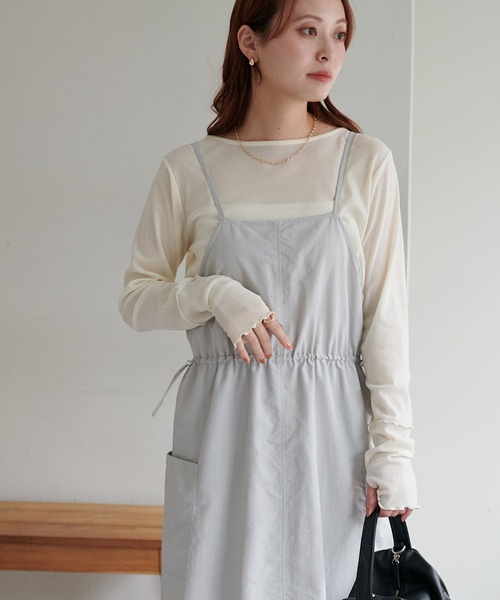 DISCOAT（ディスコート）の「【WEB限定】ウエストドロストジャンスカ（ジャンパースカート・レディース・ブラック/アイボリー/ライトグレー・FREE）」の10枚目の写真