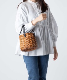 The Bagmati | BAGMATI LEATHER HANDLE ARUROG BASKET バグマティ レザーハンドル スクエア  かごバッグ(ハンドバッグ)