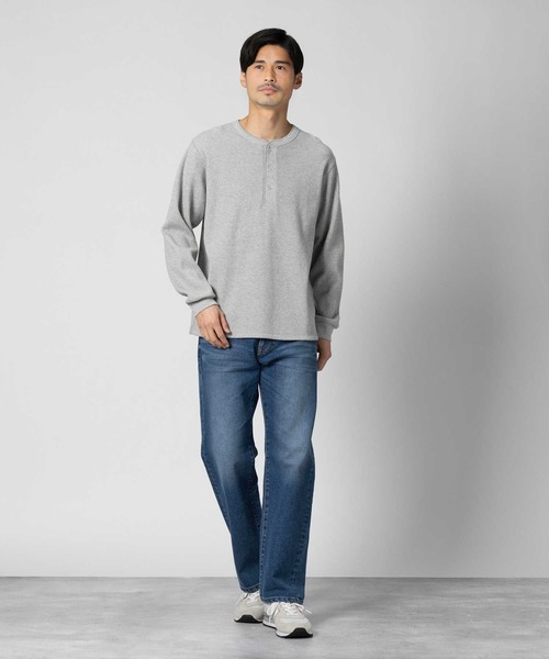 BACK NUMBER（バックナンバー）の「【BACK NUMBER】ハニカムヘンリーネック長袖Ｔシャツ（Tシャツ/カットソー・メンズ・ブラック/グレー/ホワイト・S/M/L/XL/XXL）」の10枚目の写真