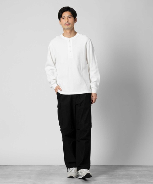 BACK NUMBER（バックナンバー）の「【BACK NUMBER】ハニカムヘンリーネック長袖Ｔシャツ（Tシャツ/カットソー・メンズ・ブラック/グレー/ホワイト・S/M/L/XL/XXL）」の17枚目の写真