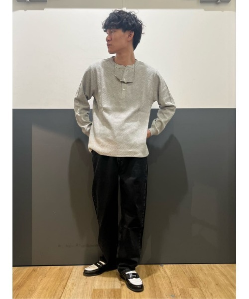 BACK NUMBER（バックナンバー）の「【BACK NUMBER】ハニカムヘンリーネック長袖Ｔシャツ（Tシャツ/カットソー・メンズ・ブラック/グレー/ホワイト・S/M/L/XL/XXL）」の22枚目の写真