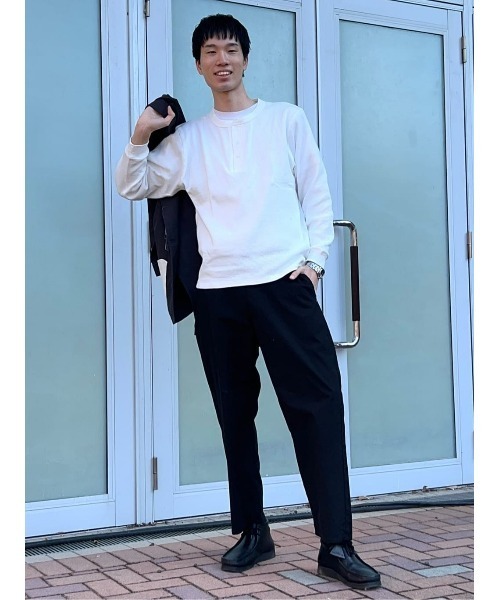 BACK NUMBER（バックナンバー）の「【BACK NUMBER】ハニカムヘンリーネック長袖Ｔシャツ（Tシャツ/カットソー・メンズ・ブラック/グレー/ホワイト・S/M/L/XL/XXL）」の21枚目の写真