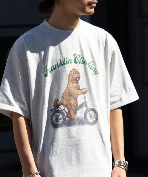 Franklin Climbing(フランクリンクライミング)の「【Franklin Climbing/フランクリンクライミング】ラブラドゥールドッグ&e-BIKEグラフィック プリントTシャツ(Tシャツ/カットソー・メンズ・アッシュグレー/ホワイト/ブラック/ネイビー・M/L)」の13枚目の写真