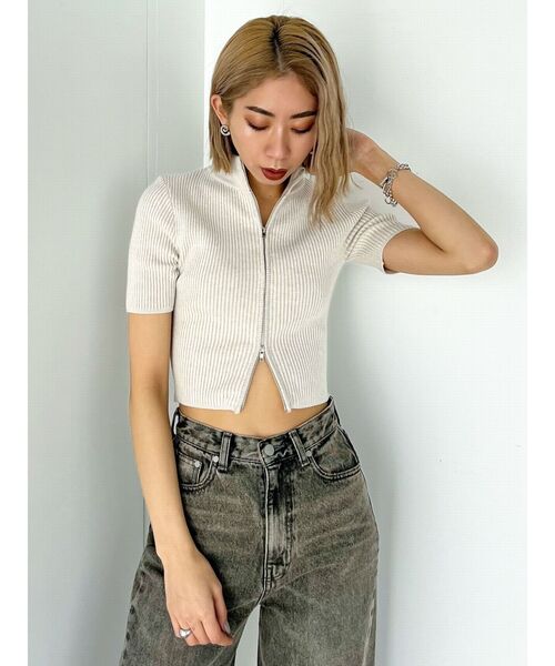 EMODA（エモダ）の「プレーティングハーフリブニット（ニット/セーター・レディース・ピンク/ホワイト/ブルー/ブラック・FREE）」の8枚目の写真