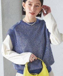 SHIPS | 〈手洗い可能〉ラメ混 ペーパー 編地 コンビ プルオーバー ◇(ベスト)