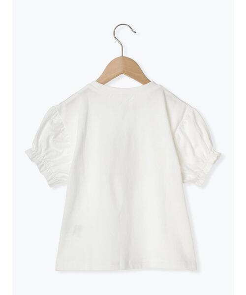 Samansa Mos2 Lagom（サマンサモスモスラーゴム）の「いちごアップリケパフスリーブTシャツ（Tシャツ/カットソー・キッズ・ピンク/オフホワイト・120/110/100/130/95）」の4枚目の写真