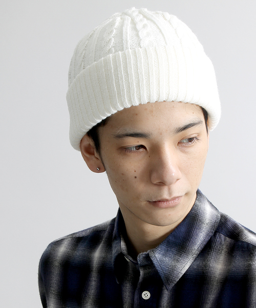 WEGO（ウィゴー）の「◆WEGO/ケーブルニットキャップ（ニットキャップ/ビーニー・メンズ・ブラック/ネイビー/ホワイト/ワイン/杢グレー・FREE）」の2枚目の写真