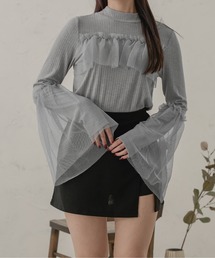 ラメチュールフレアリブトップス/【WEB/EC限定商品】