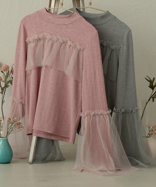 Ambre Neige(アンブルネージュ)の「ラメチュールフレアリブトップス/【WEB/EC限定商品】(Tシャツ/カットソー・レディース・ピンク/ライトグレー・FREE)」の7枚目の写真