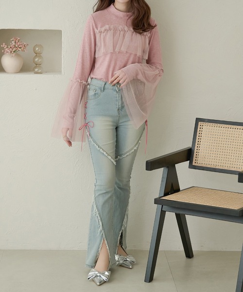 Ambre Neige(アンブルネージュ)の「ラメチュールフレアリブトップス/【WEB/EC限定商品】(Tシャツ/カットソー・レディース・ピンク/ライトグレー・FREE)」の15枚目の写真