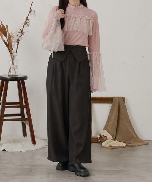Ambre Neige(アンブルネージュ)の「ラメチュールフレアリブトップス/【WEB/EC限定商品】(Tシャツ/カットソー・レディース・ピンク/ライトグレー・FREE)」の4枚目の写真