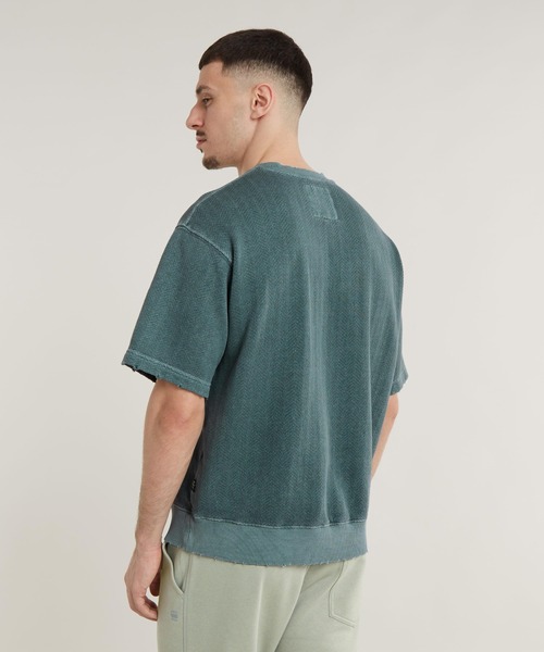 G-STAR（ジースター）の「OVERDYED LOOSE SWEATER/オーバーダイショートスリーブスウェット/ヴィンテージ加工（Tシャツ/カットソー・メンズ・ダークオリーブ/ブルー系その他・SMALL/MEDIUM/LARGE/X-LARGE/X-SMALL）」の3枚目の写真