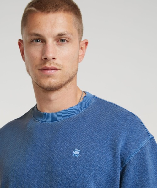 G-STAR（ジースター）の「OVERDYED LOOSE SWEATER/オーバーダイショートスリーブスウェット/ヴィンテージ加工（Tシャツ/カットソー・メンズ・ダークオリーブ/ブルー系その他・SMALL/MEDIUM/LARGE/X-LARGE/X-SMALL）」の11枚目の写真