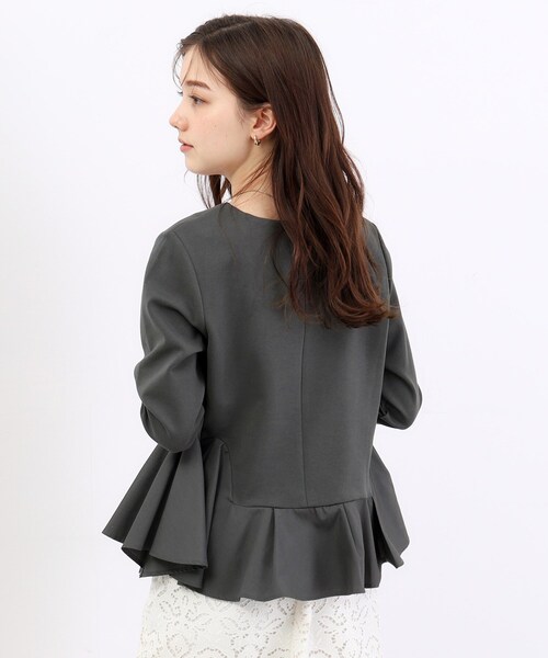 index(インデックス)の「◆異素材アシメペプラムトップス【洗濯機洗い可/ストレッチ】(Tシャツ/カットソー・レディース・ブラック/チャコールグレー/オフホワイト・40/38/42/36)」の8枚目の写真