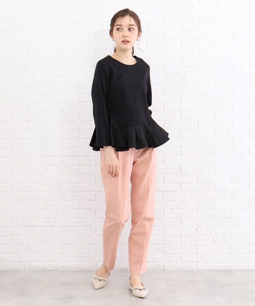 index(インデックス)の「◆異素材アシメペプラムトップス【洗濯機洗い可/ストレッチ】(Tシャツ/カットソー・レディース・ブラック/チャコールグレー/オフホワイト・40/38/42/36)」の13枚目の写真